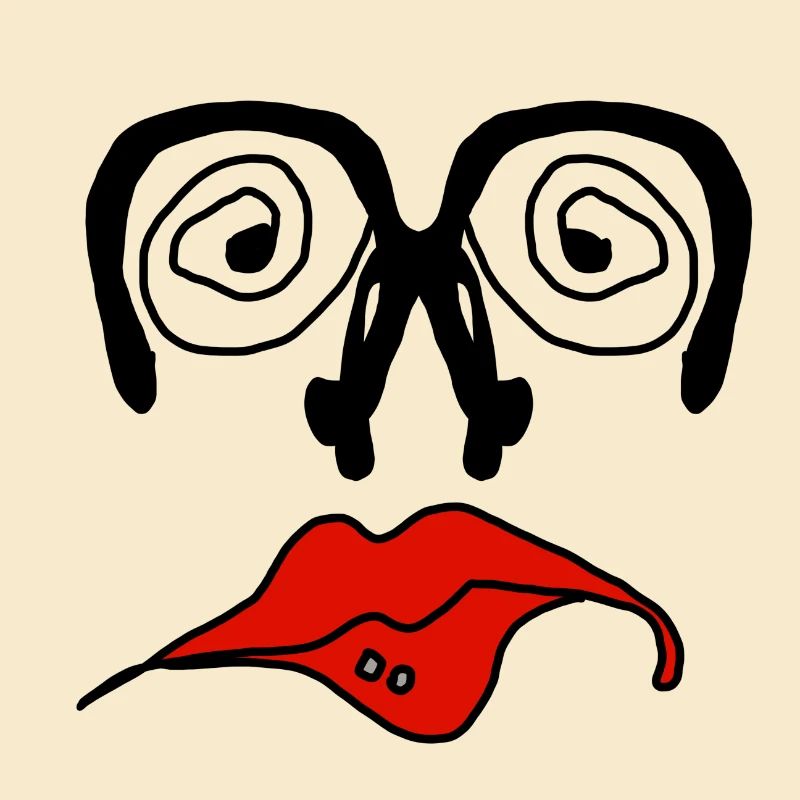 Rote Lippen Grafik auf Schwarz