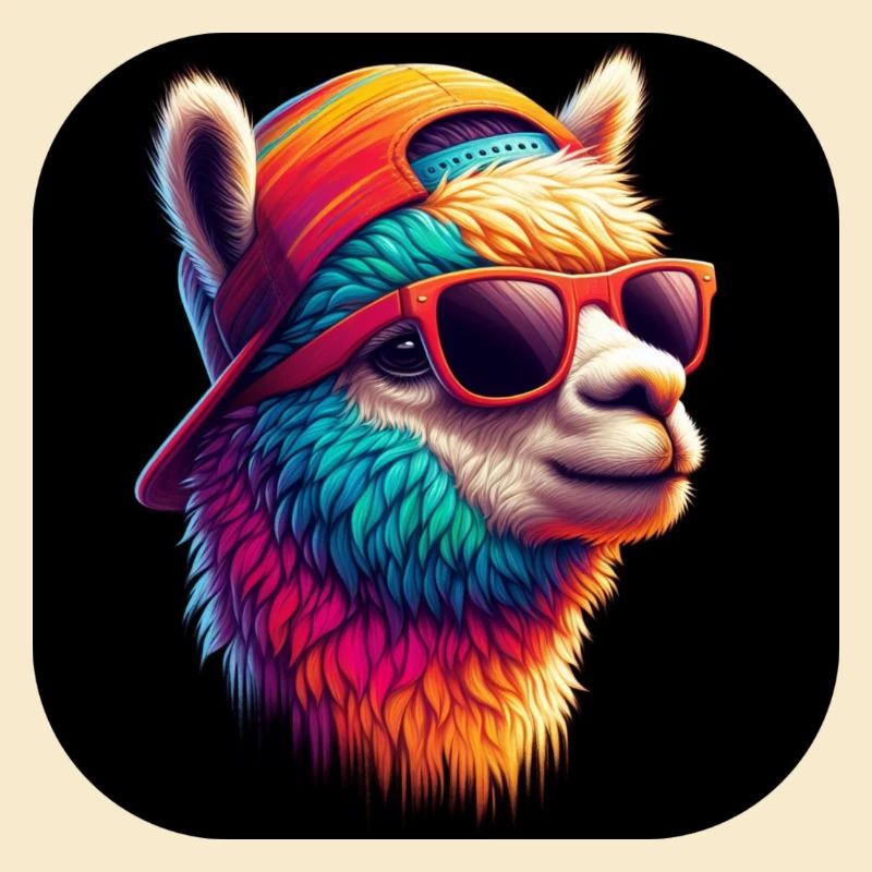 Lama Alpaga Multicolore Lunettes Cap