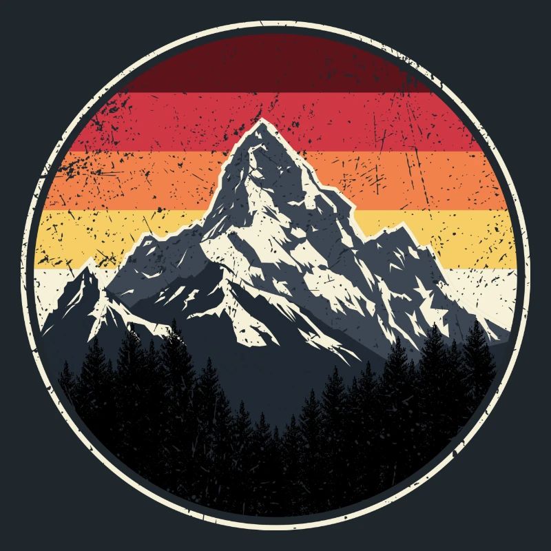 Mountain Sunset Retro Abzeichen