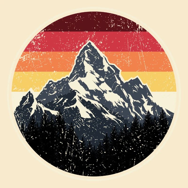 Mountain Sunset Retro Badge