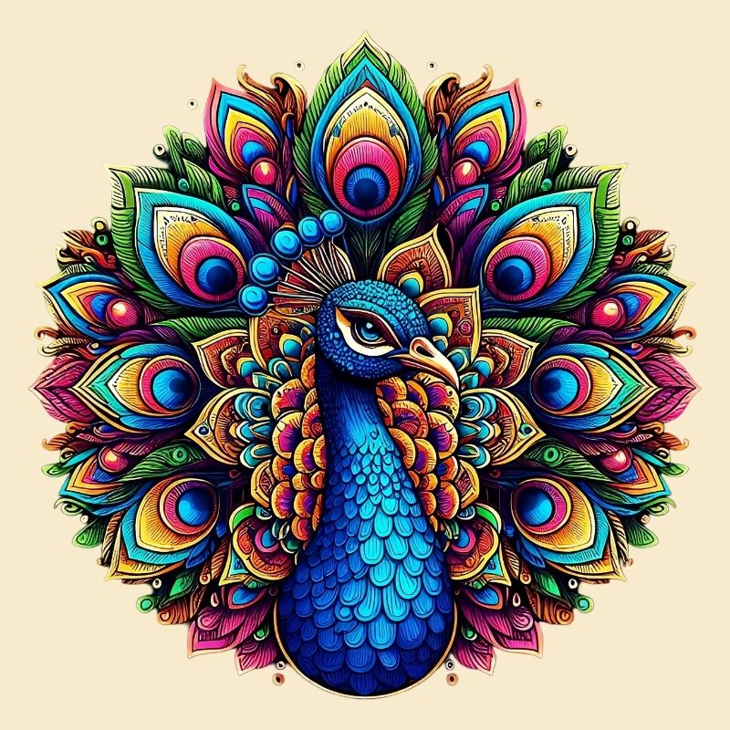 Peacock decorated with Mandalas