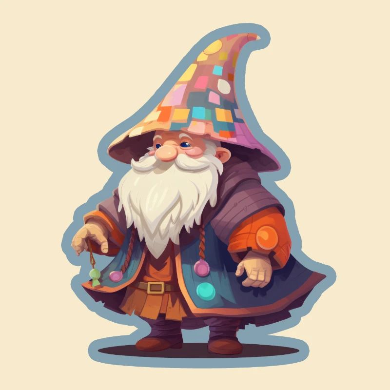 Nain avec un chapeau de magicien patchwork Camise fantastique