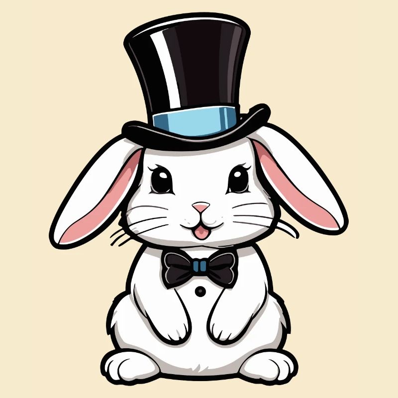 White Rabbit with a Hat and Bow Tie