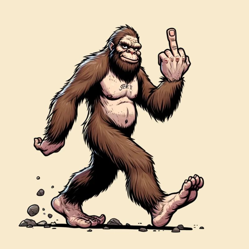 Naughty Bigfoot Walking - Humorous Design.