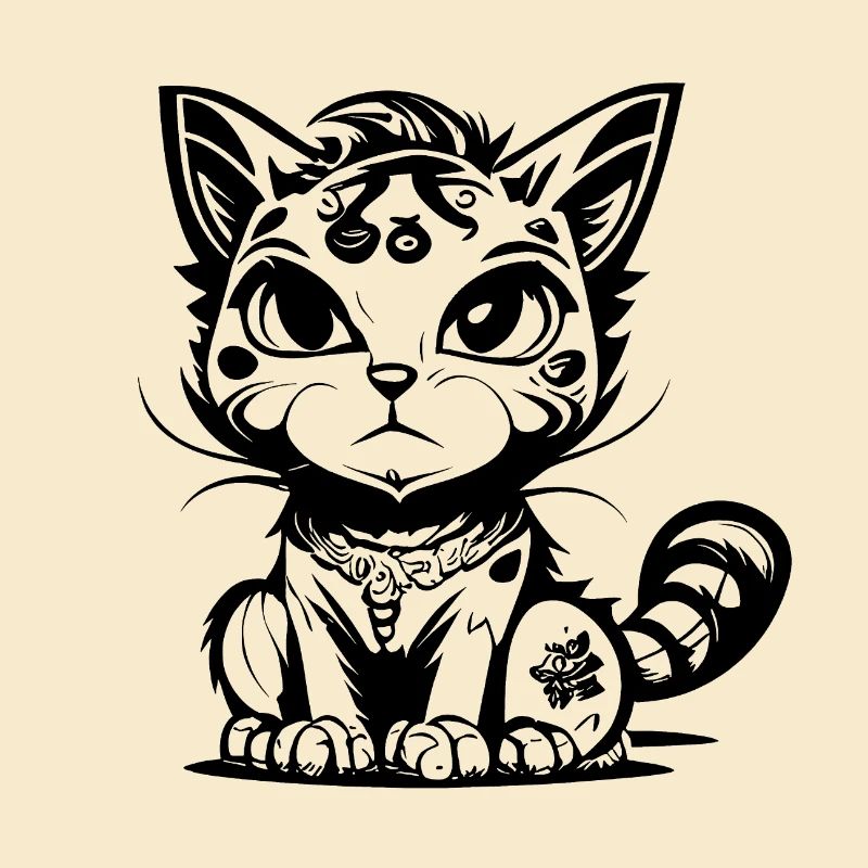 Mignon assis Manga Comic Cat