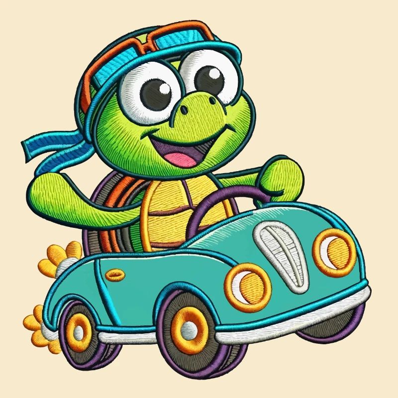 Adventurous Turtle Driving Car