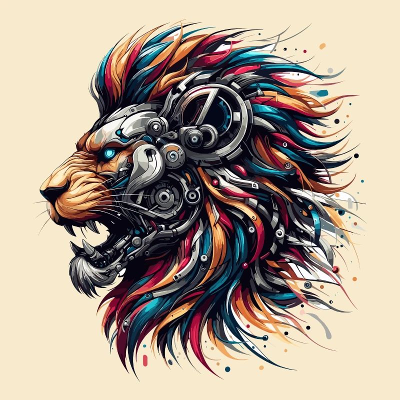Lion Cyborg Robot Page cadeau