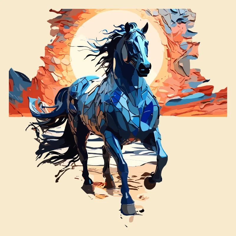 Illustration élégante de cheval bleu