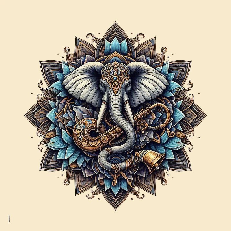 Mandala d’éléphants dans le style steampunk