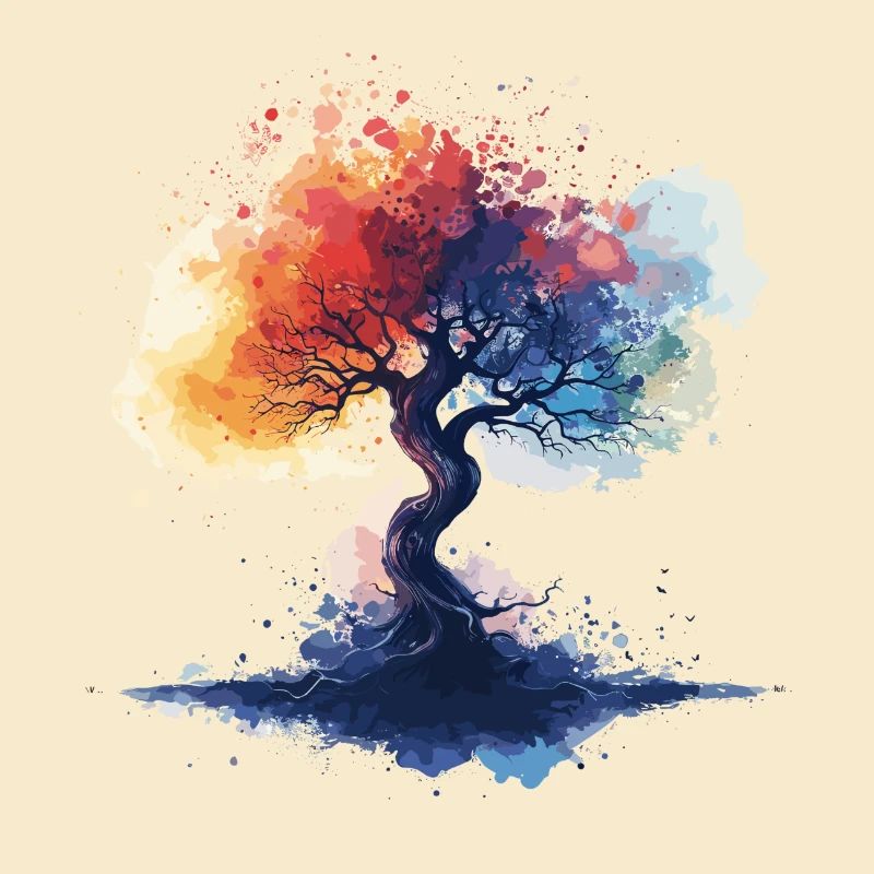 Style aquarelle coloré d'arbre