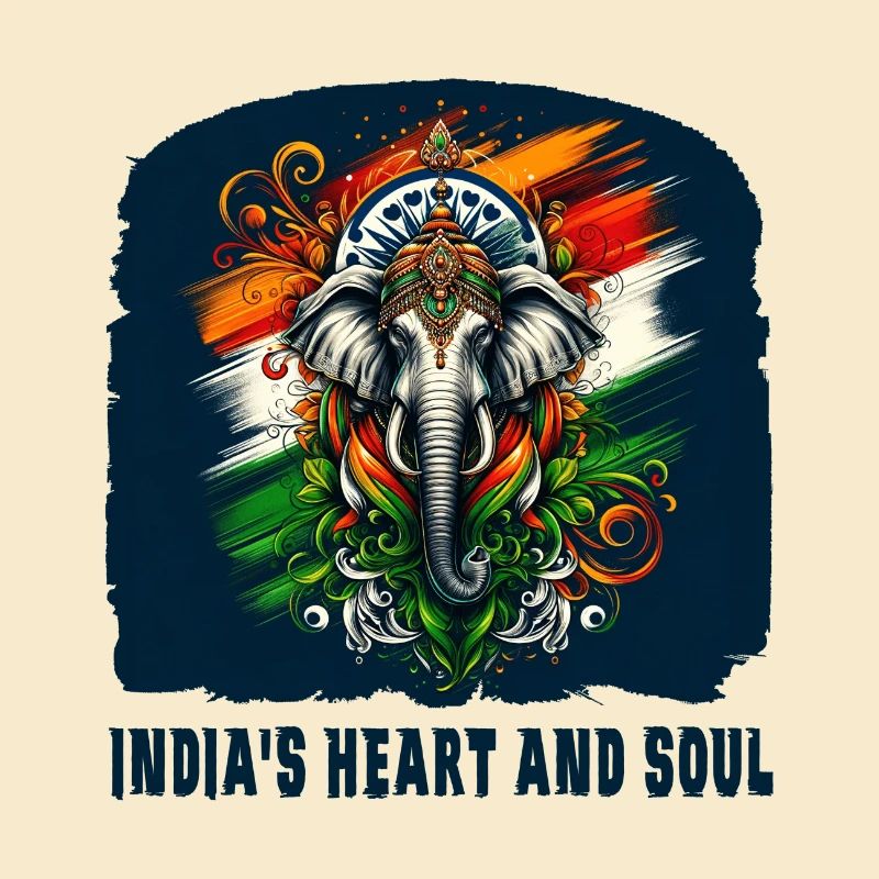 India elephant with national flag