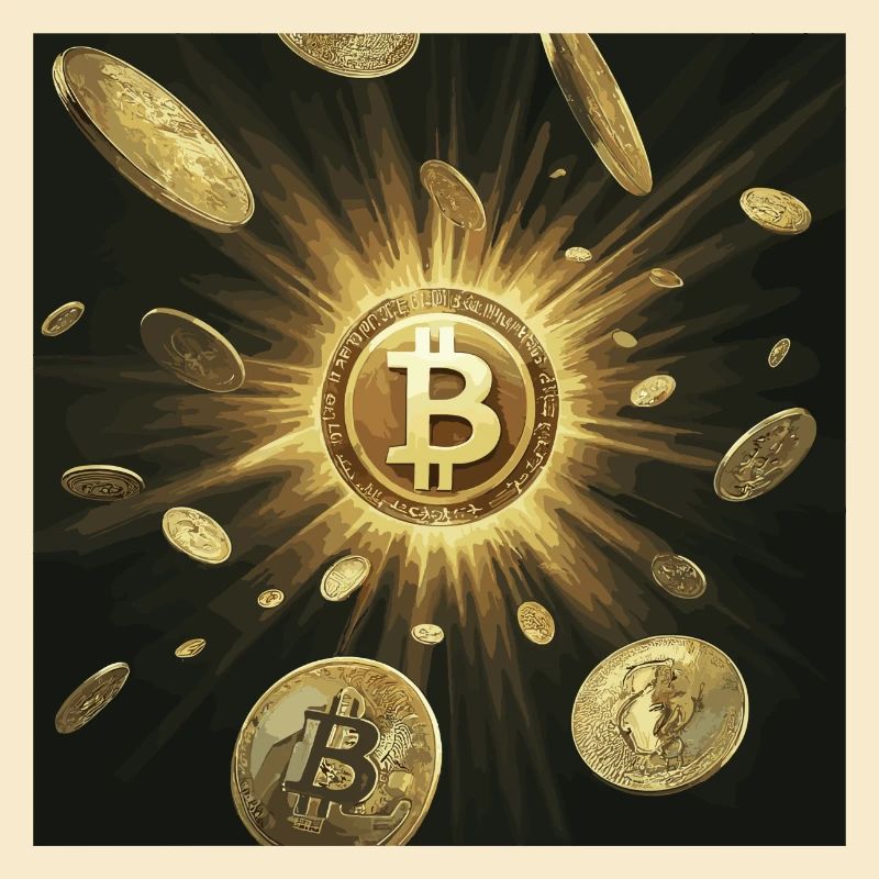 Explosion du bitcoin doré dans l’obscurité