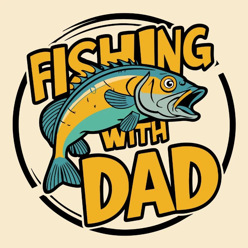 Pêche avec papa avec un design de poisson coloré