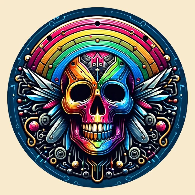 Crâne arc-en-ciel métallique