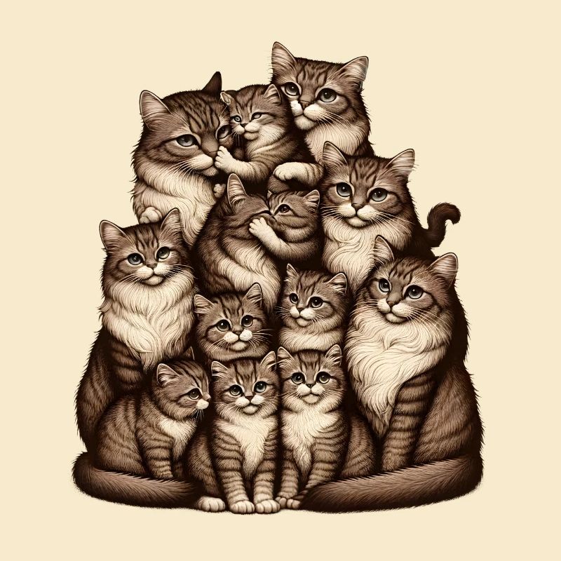 regroupement affectueux de chats et de chatons