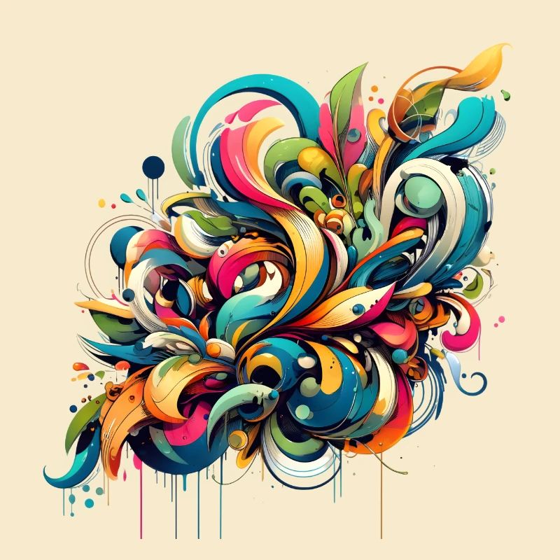 Coole florale dynamische Graffiti-Illustration