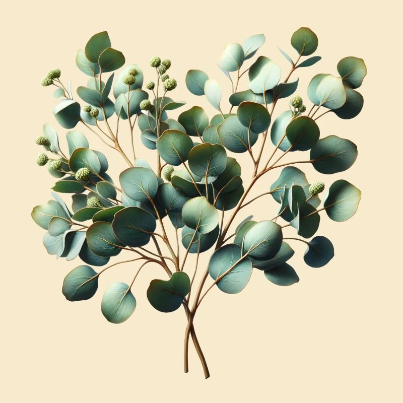 Délicate illustration à l’aquarelle d’une branche d’eucalyptus