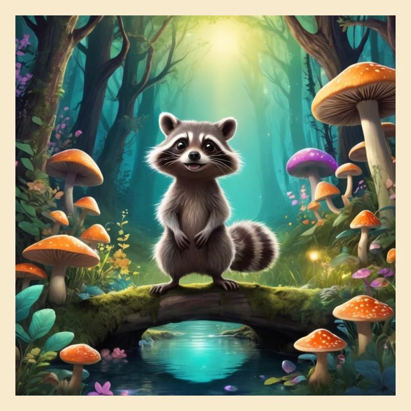Raton laveur dans la forêt enchantée