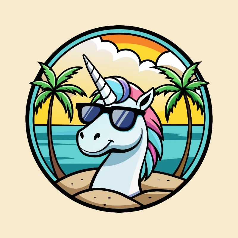 Ambiance estive de vacances à la plage de licorne