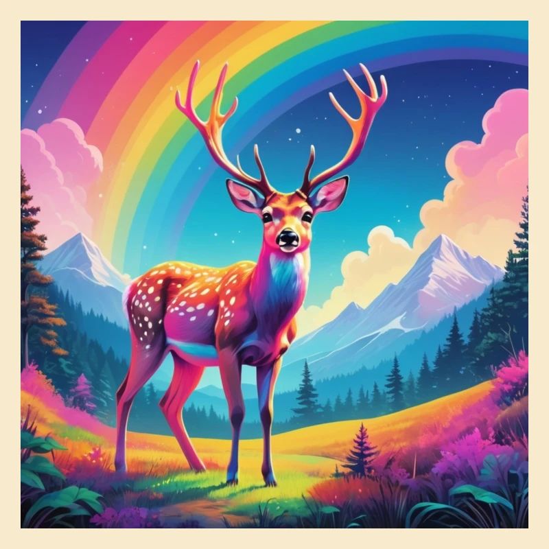 Hirsch mit Regenbogen
