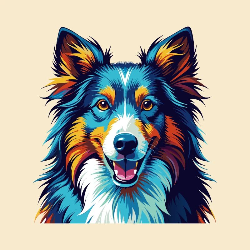 Sheltie Hunderasse Bunte Karikatur Kawaii