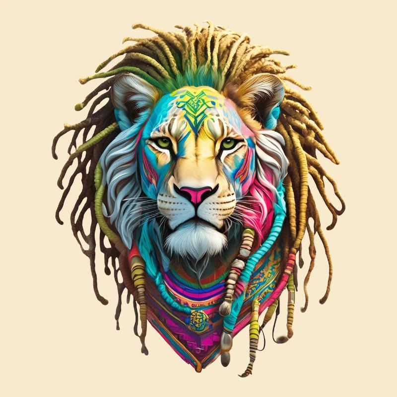 Bunte Afro Löwen und kunstvolle Dreadlocks