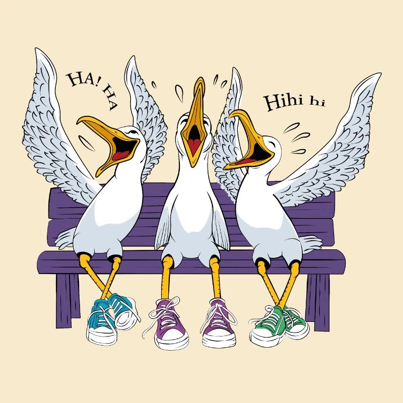 Seagulls on Beach Bench