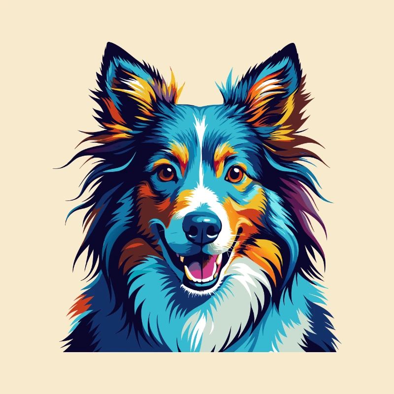Sheltie Hunderasse Bunte Karikatur Kawaii