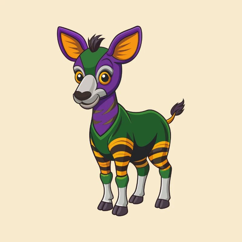 Okapi Funny Kawaii Cartoon Character Clipart