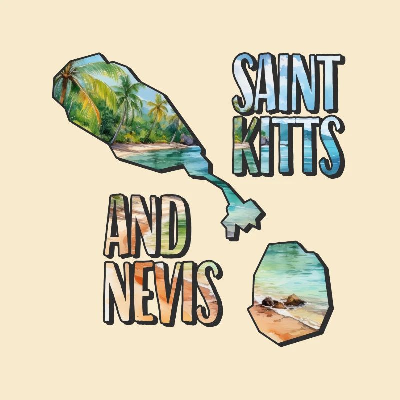 Carte à l’aquarelle Saint-Kitts-et-Nevis