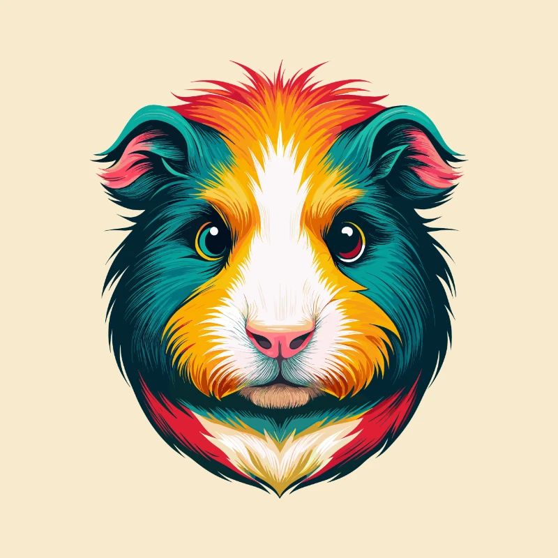 Cochon d’Inde mignon Kawaii dessin animé Clipart Visage d’animal