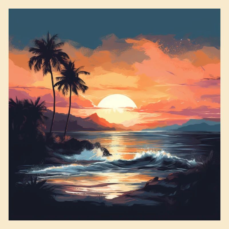 Coucher de soleil tropical sur la plage
