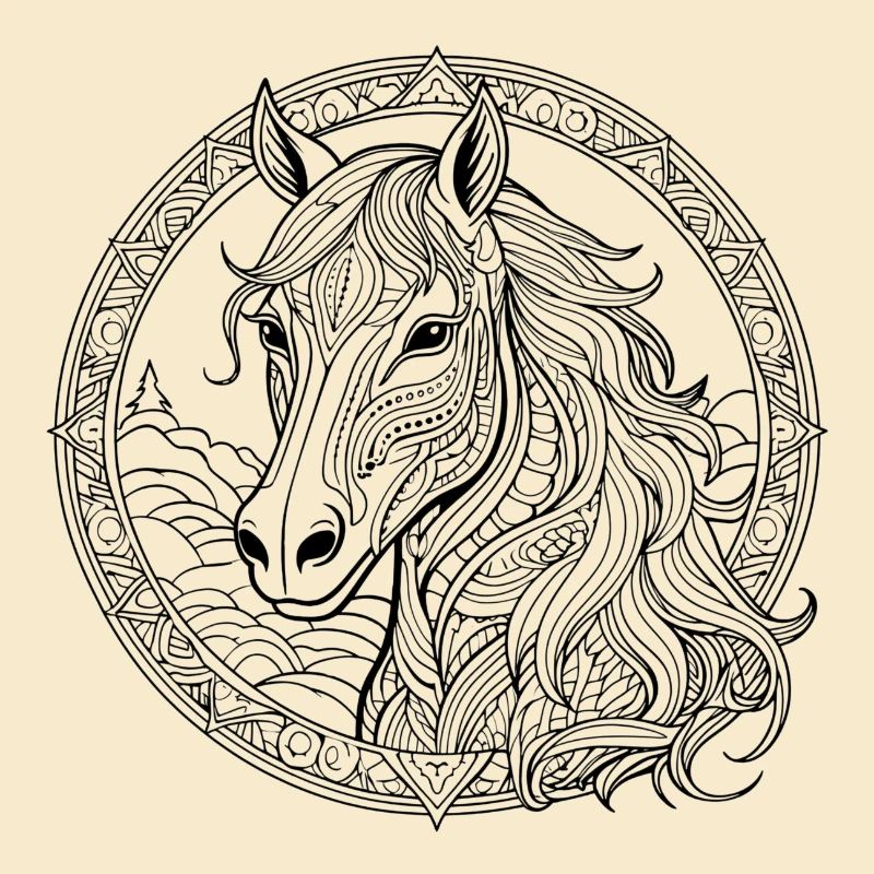 Majestätisches Mandala-Pferd
