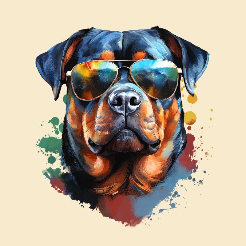 Rottweiler avec lunettes de soleil