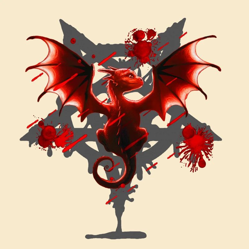 Drachen motive, pentagram muster, Blutflecken