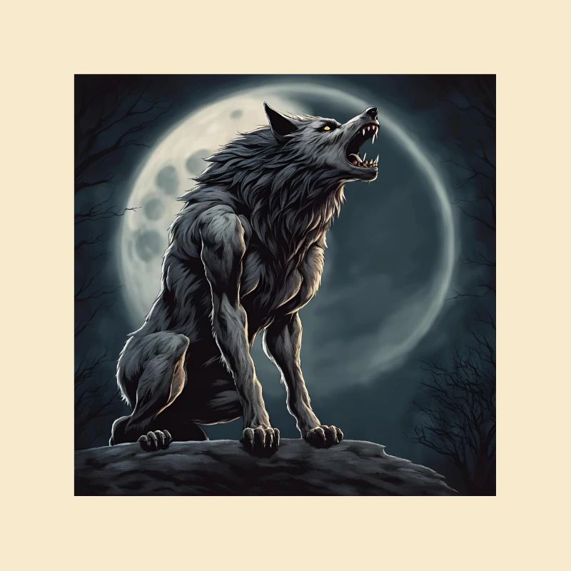 werewolf, monster, halloween, full moon