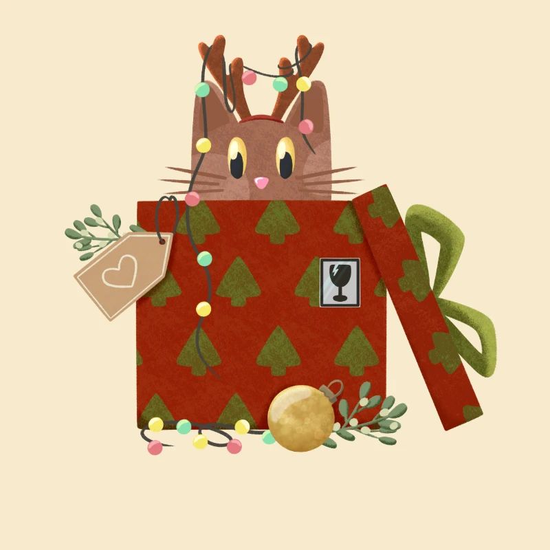 Katze in Weihnachtsgeschenk