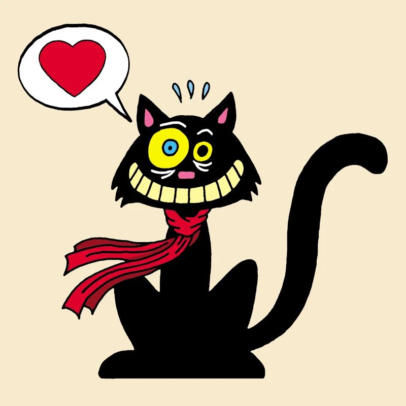 Verliebte schwarze Katze