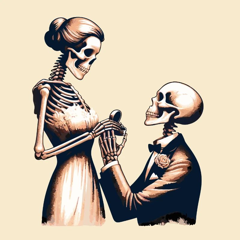Conception de parodie de squelette de mariage