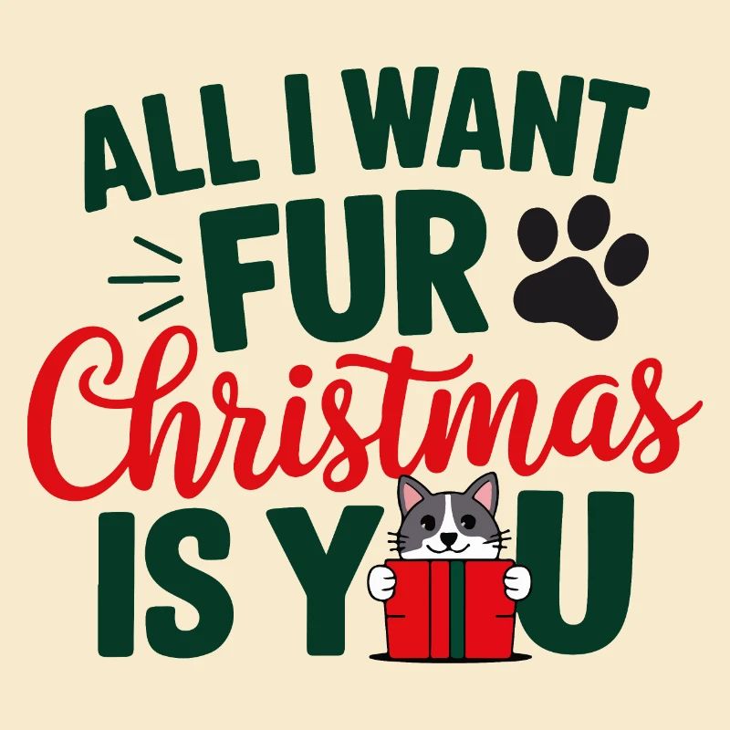 Citation de Noël festive en fourrure de chat