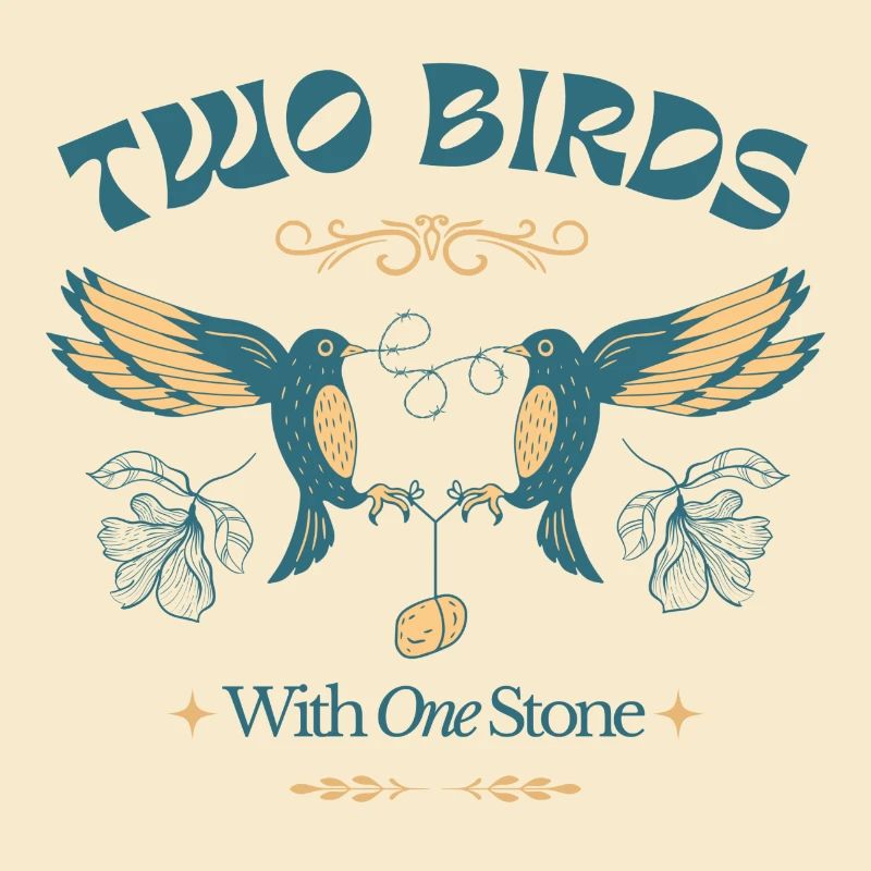 Two Birds One Stone – Vintage Bird Illustration