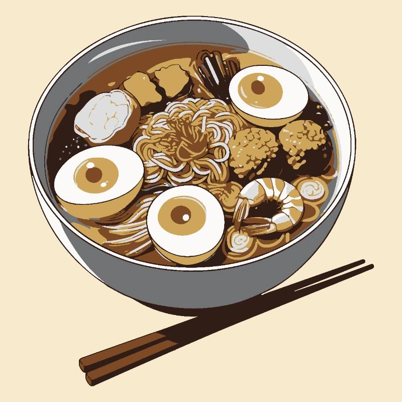 Ramen Eier Bowl Illustration