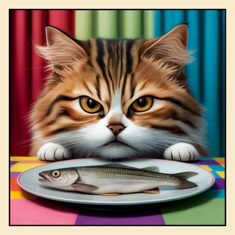 Chat avec du poisson