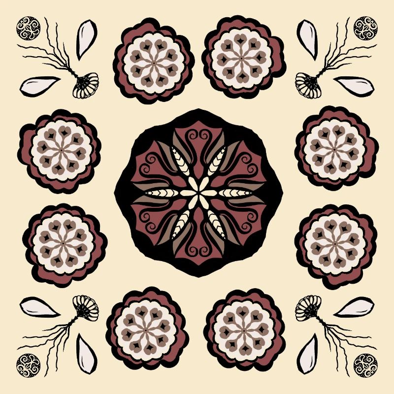 Dunkles Blütenmandala Muster