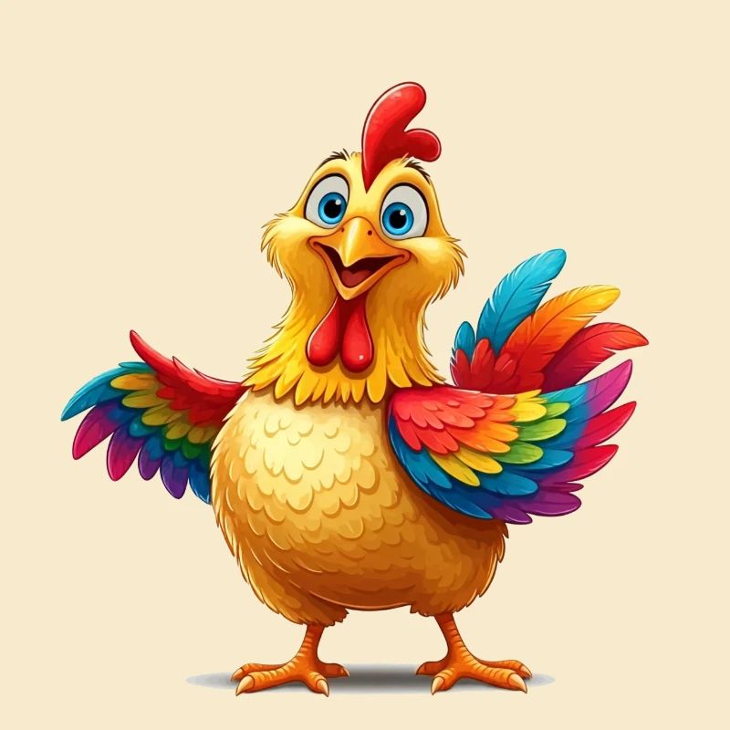 Illustration de poulet arc-en-ciel vibrant