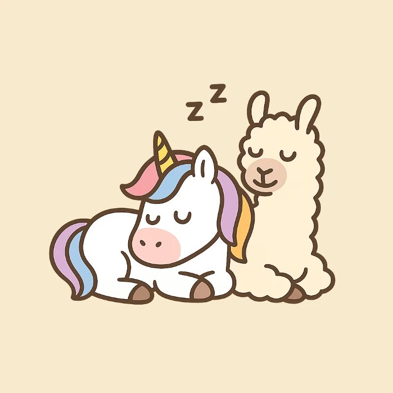 Licorne et lama endormis
