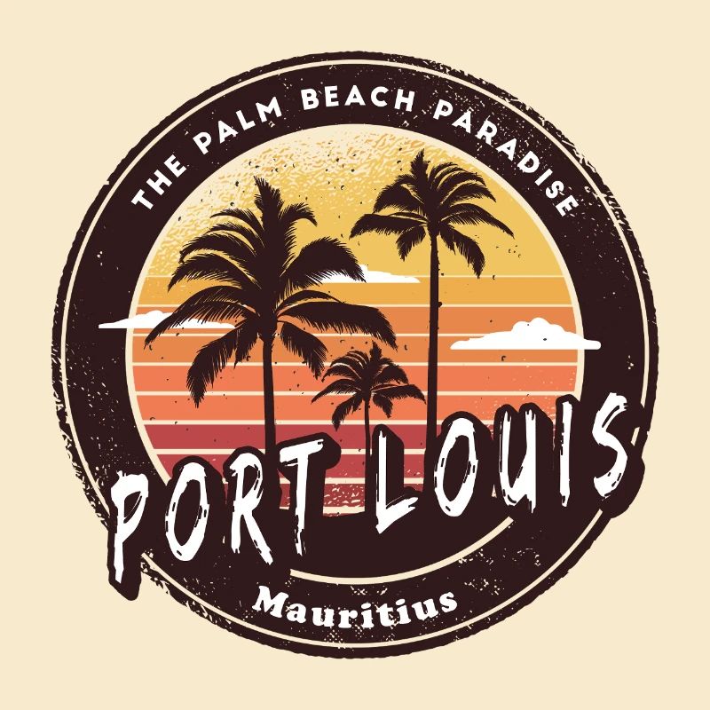 Port Louis Mauritius Palmen Retro Design