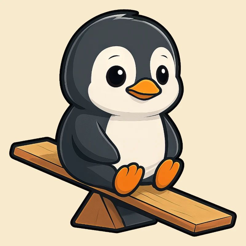 pingouin mignon sur le dessin animé du terrain de jeu à bascule