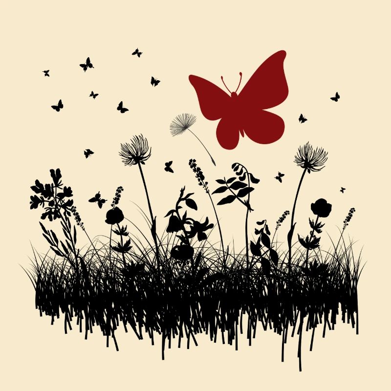 Dessin de papillon avec accent floral