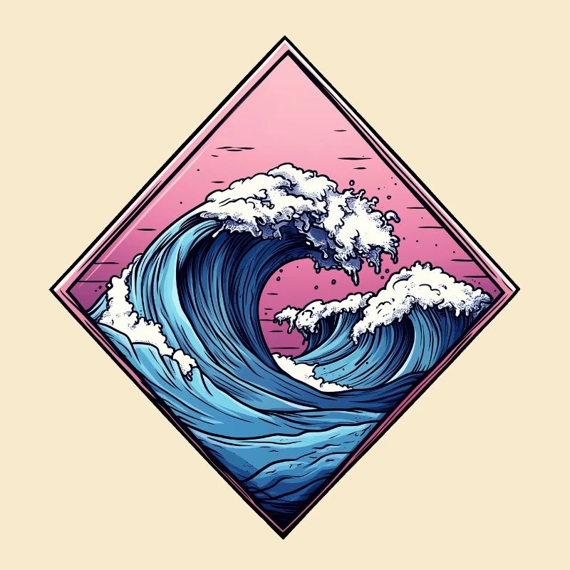 logo vague, forme de losange, dessin océan